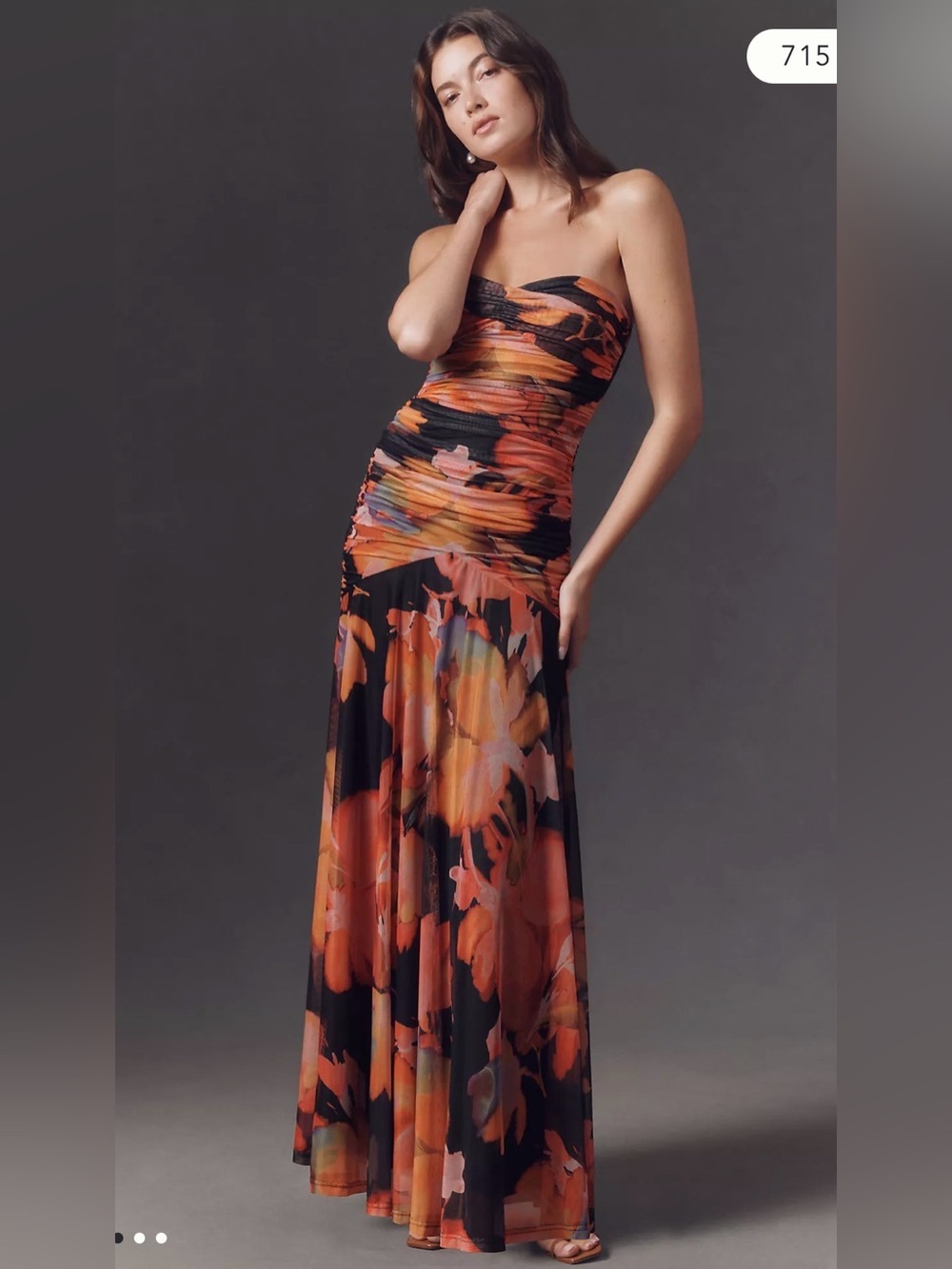 Hutch bonni dress Strapless Floral Ruched Maxi Dress drop waist